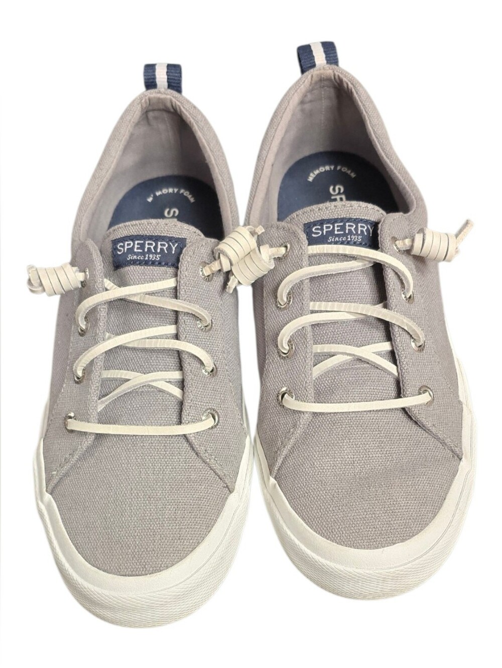 Sperry Slip-On Canvas Sneakers - Pier Wave Grey EUC sz 9